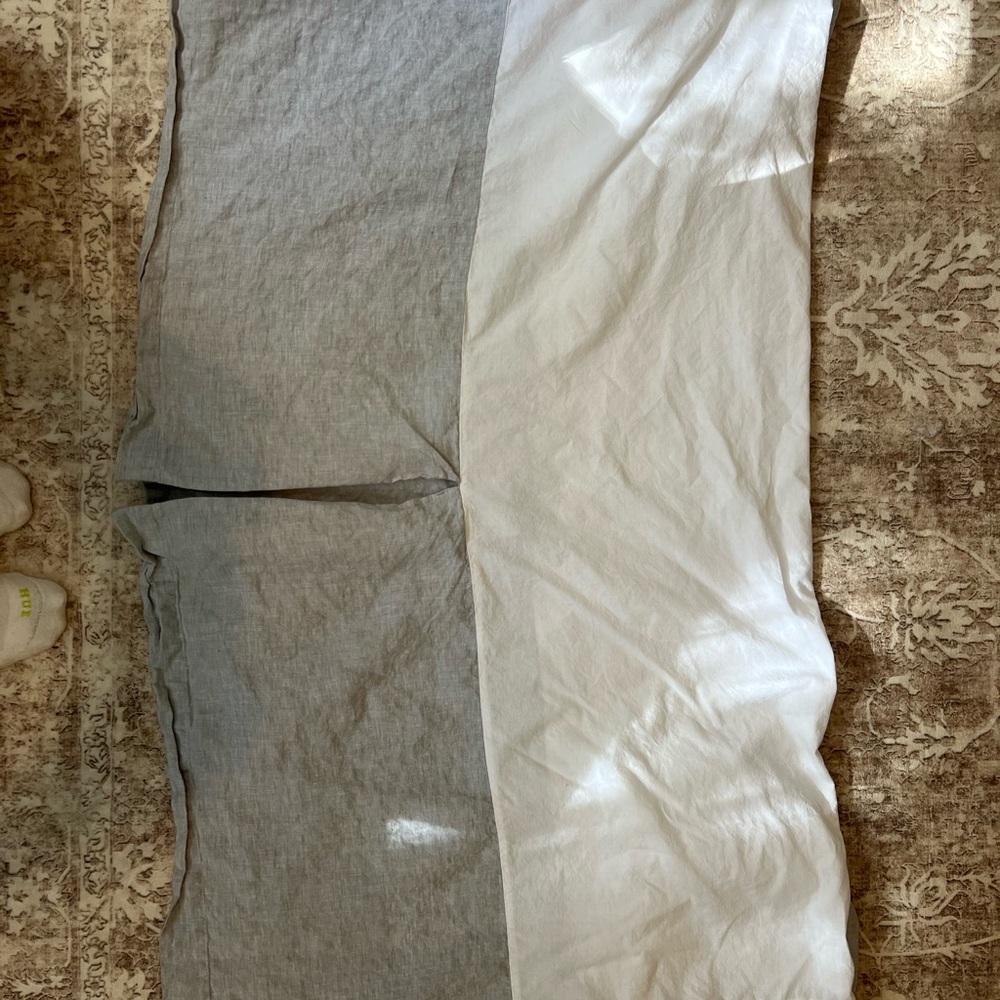 Pottery Barn Kids Gray Linen Crib Skirt